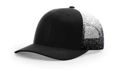 Richardson 112PM Printed Mesh Back Trucker Cap in Black/Black-White Fade