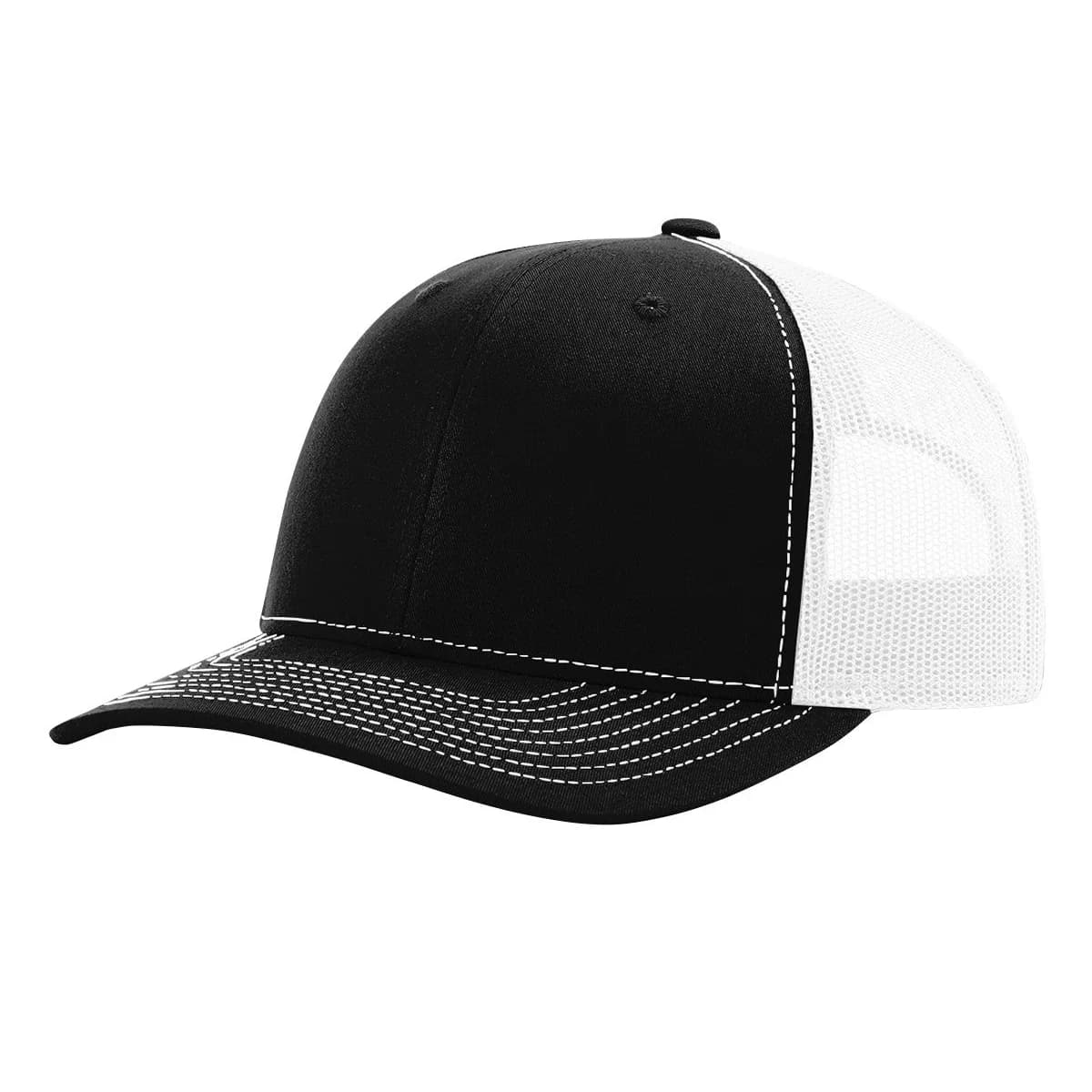 Richardson 112 in Black / White authentic blank product photo - front view