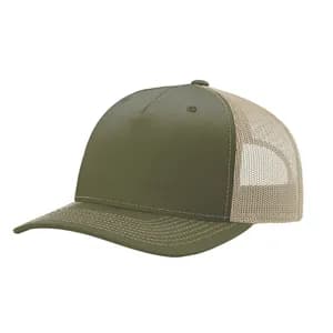 Richardson 112FP Five Panel Trucker in Army Olive Green / Tan