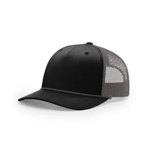 Richardson 112FPR Trucker with Rope in Black / Charcoal - Charcoal